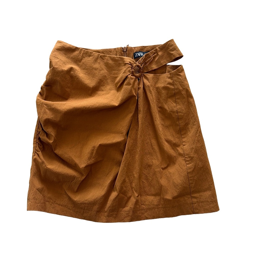 Zara Rust Brown Ring Detail A-Line Skirt